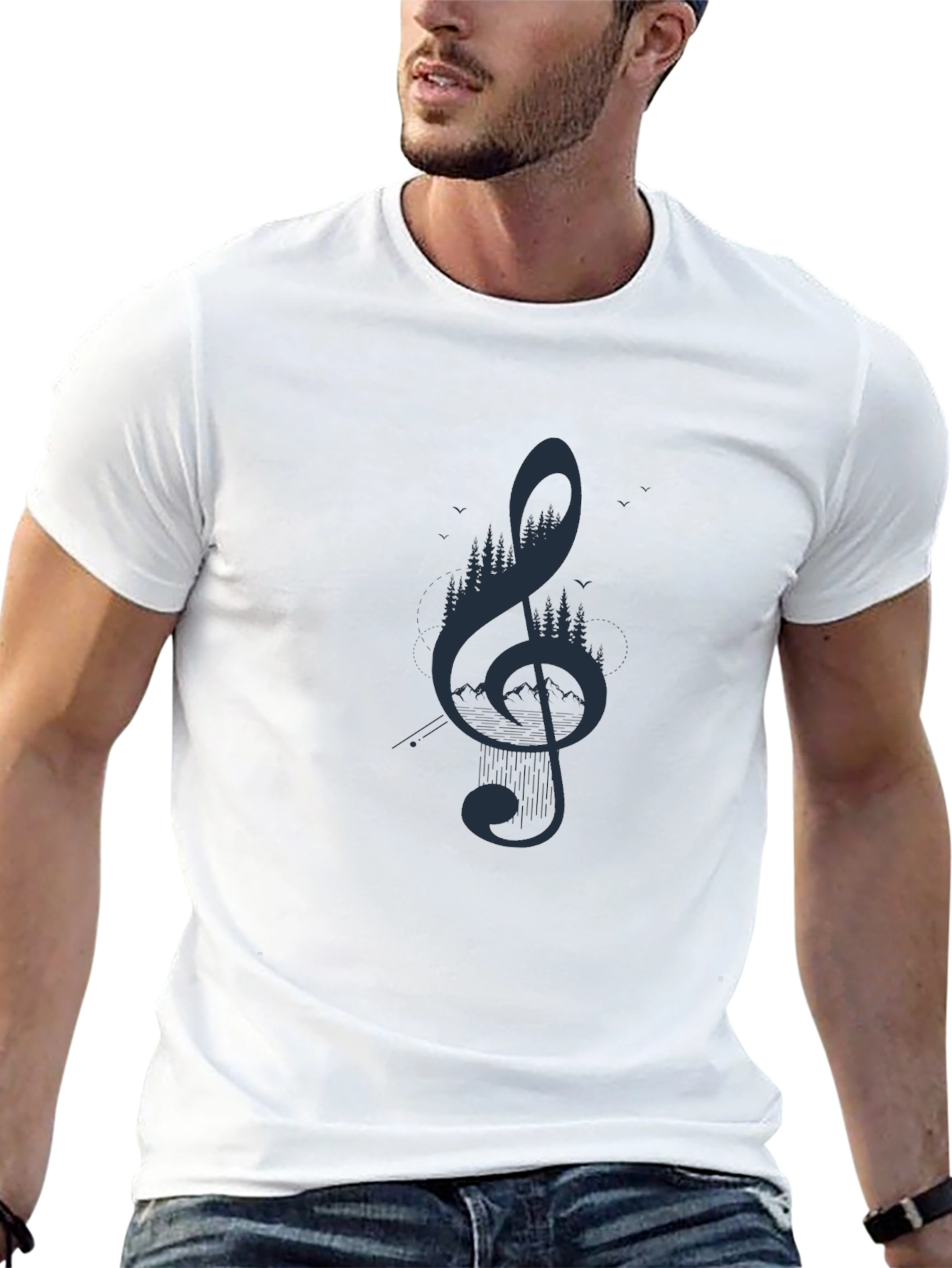 Nature Treble Clef Graphic Tee - Mens Black T-Shirt