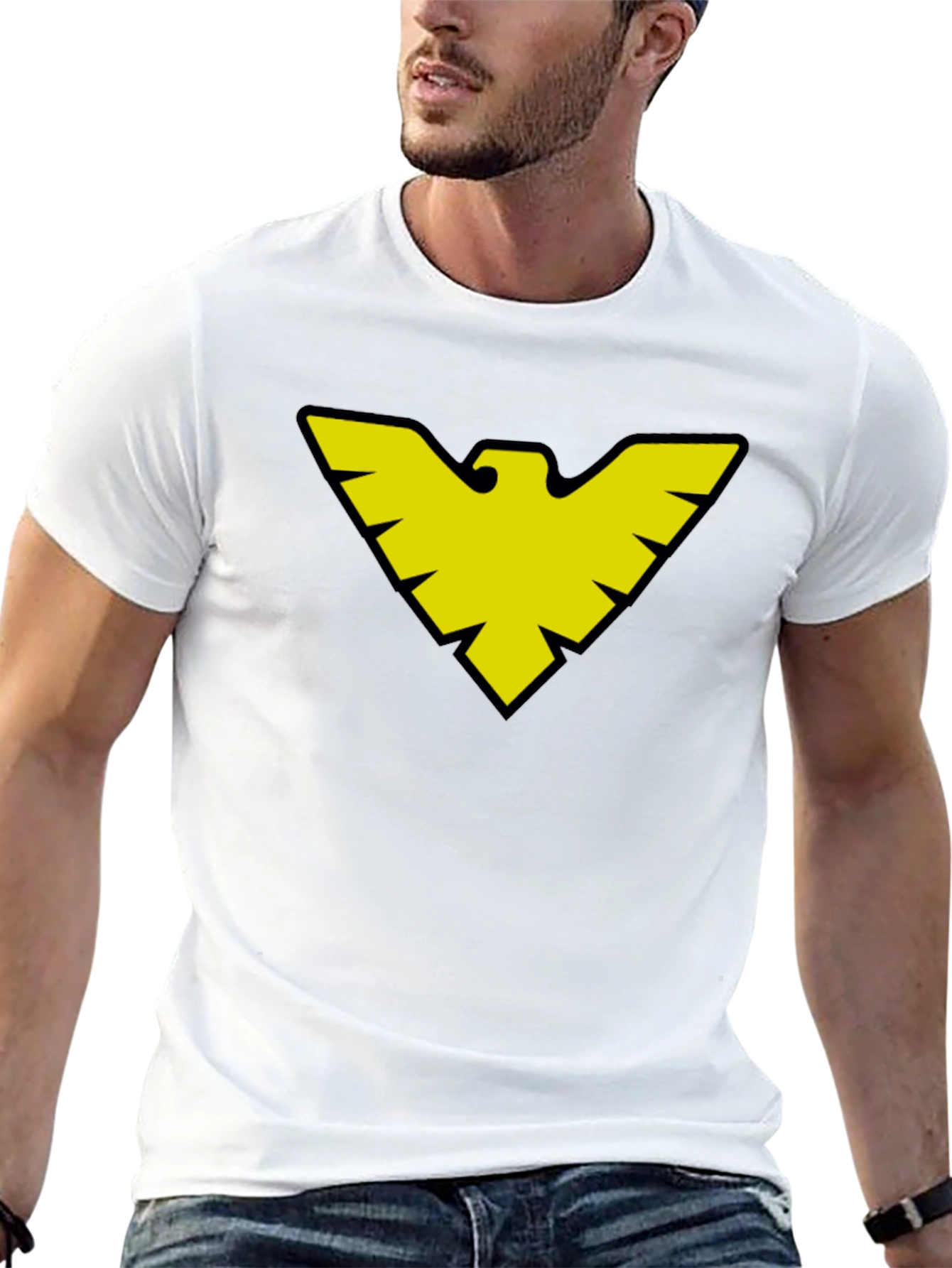 Black T-Shirt with Yellow Bird Symbol