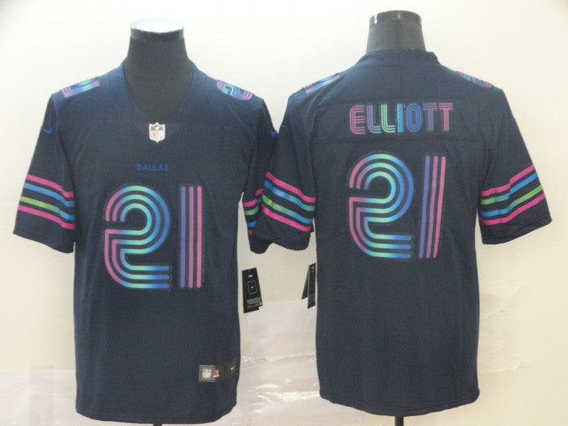 Men's Dallas Cowboys Ezekiel Elliott #21 Navy City Edition Game Jerseys