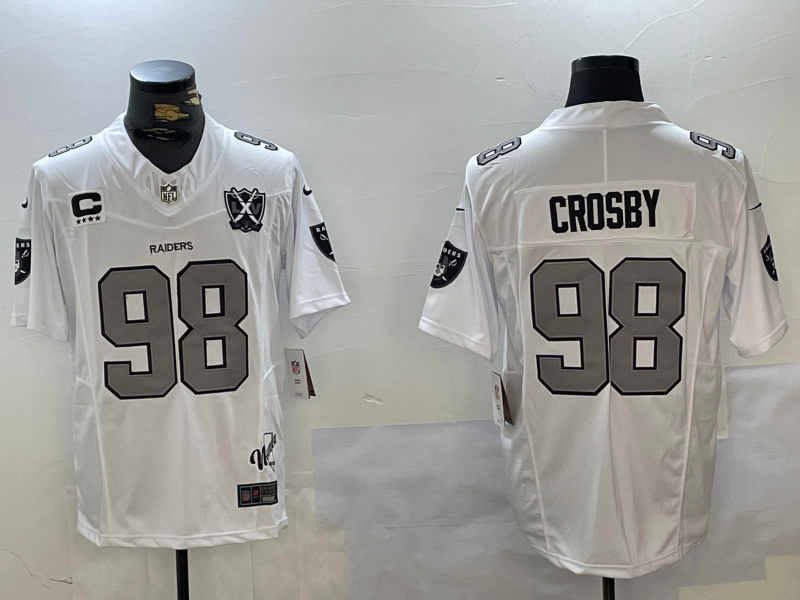 Men's Las Vegas Raiders Maxx Crosby #98 White Player Game Jerseys