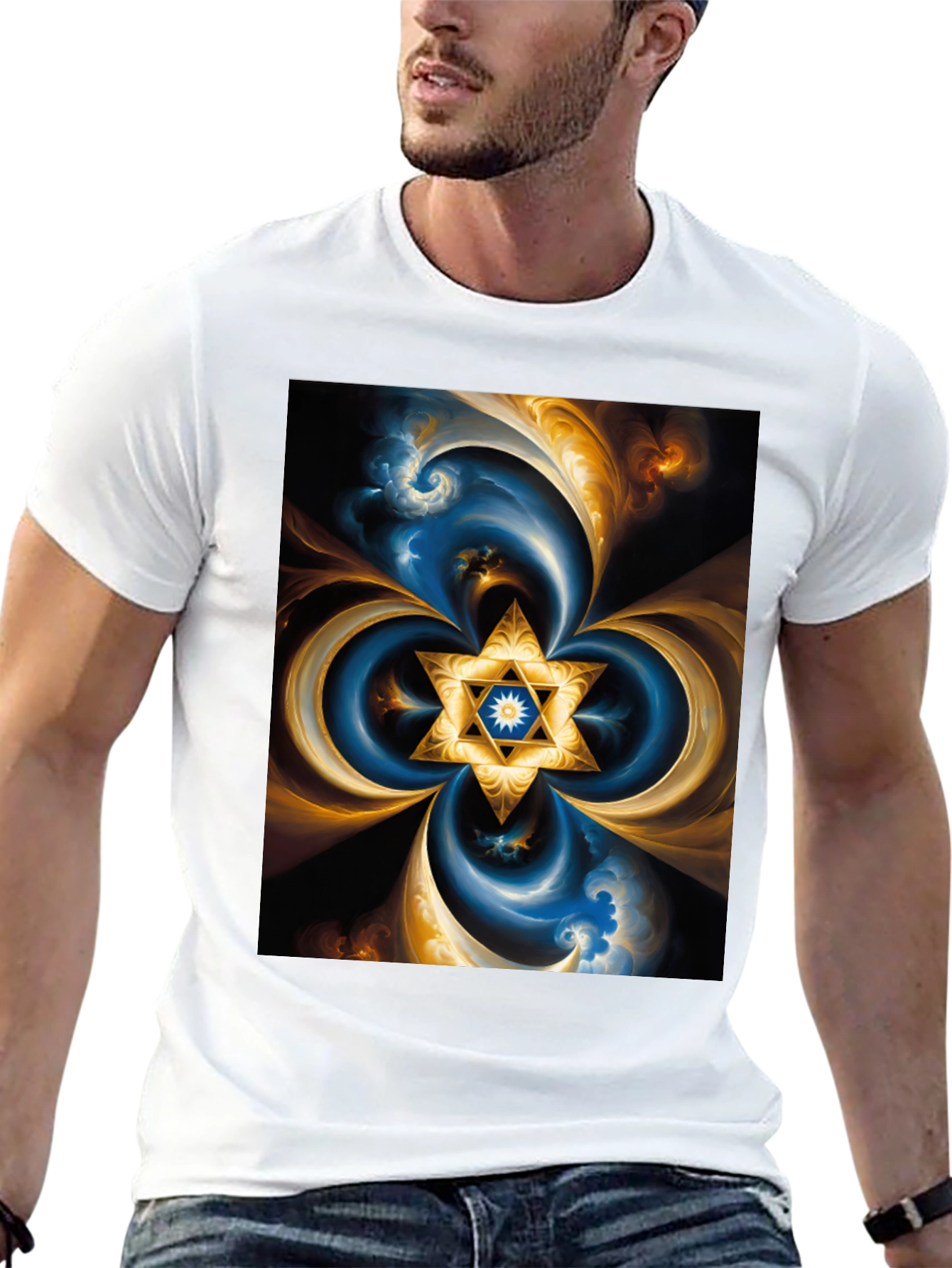 Abstract Star of David T-Shirt - Black
