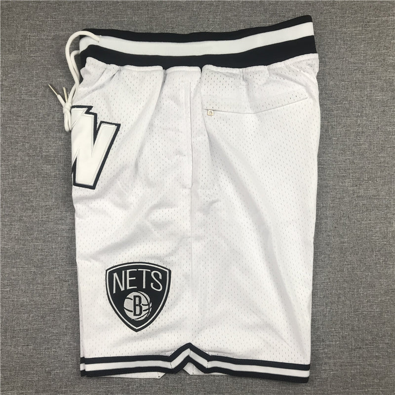 Men's Brooklyn Nets White Basketball Retro Shorts1