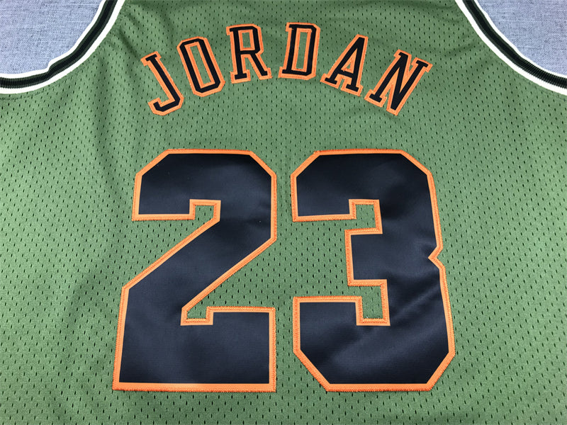 Men's Chicago Bulls Michael Jordan #23 Army Green 1997-98 Hardwood Classics Swingman Jerseys