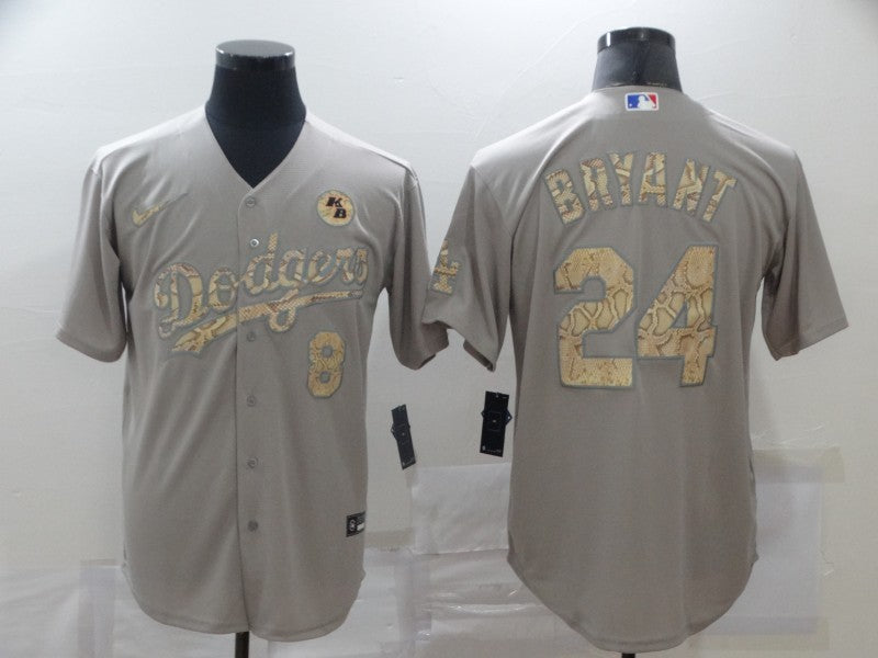 Men's Los Angeles Dodgers Kobe Bryant #8-24 Gray Stitched Jerseys