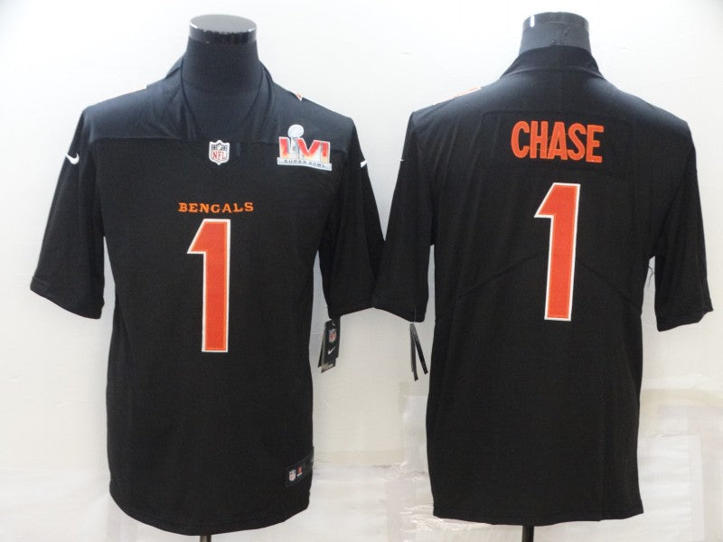 Men's Cincinnati Bengals Ja'Marr Chase #1 Black Player Game Jerseys