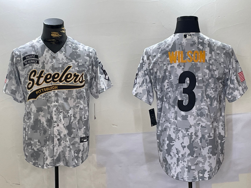 Men's Pittsburgh Steelers Russell Wilson #3 Arctic Camo Salute to Service Limited Jerseys