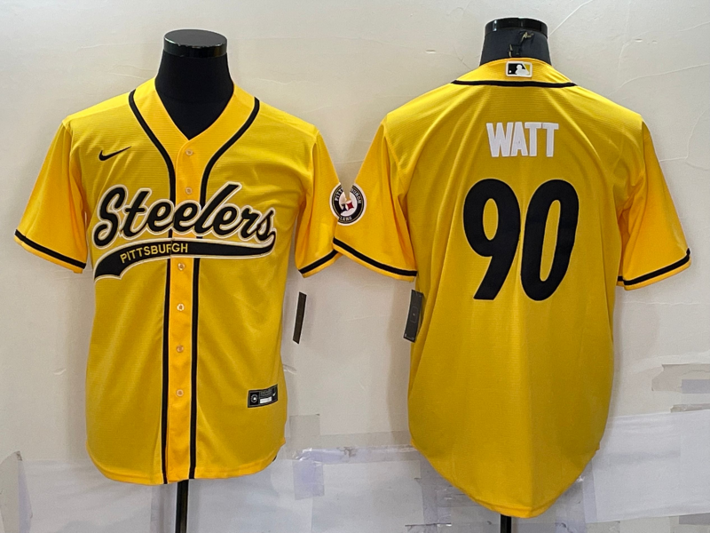 Men's Pittsburgh Steelers T.J. Watt #90 Yellow Game Jerseys Joint edition