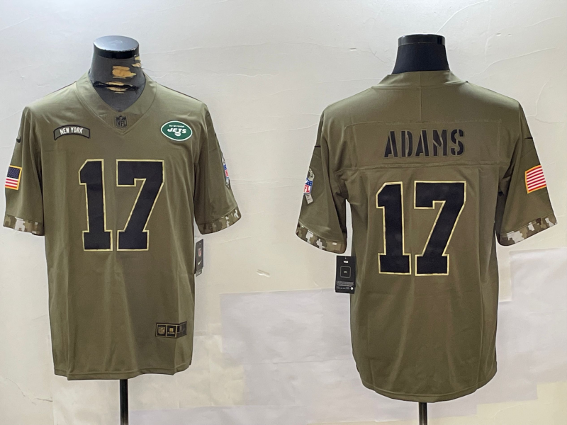 Men's New York Jets Davante Adams #17 Olive Salute To Service Game Jerseys