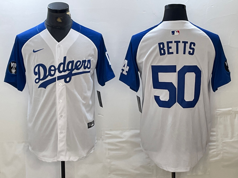 Men's Los Angeles Dodgers Mookie Betts #50 White Limited Jerseys