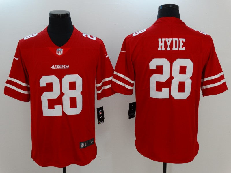 Men's San Francisco 49ers Carlos Hyde #28 Red Game Jerseys