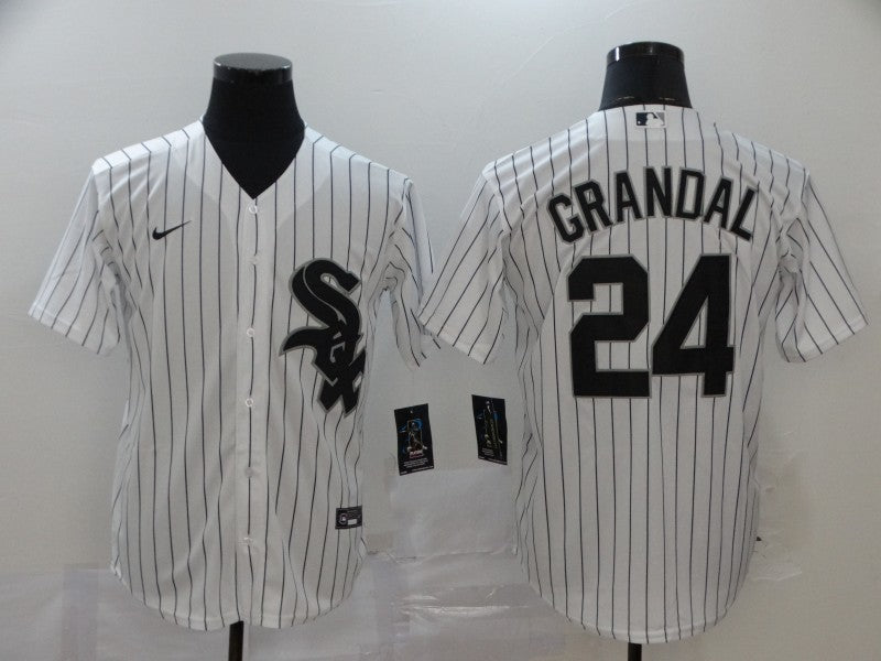 Men's Chicago White Sox Yasmani Grandal #24 White Replica Baseball Jerseys