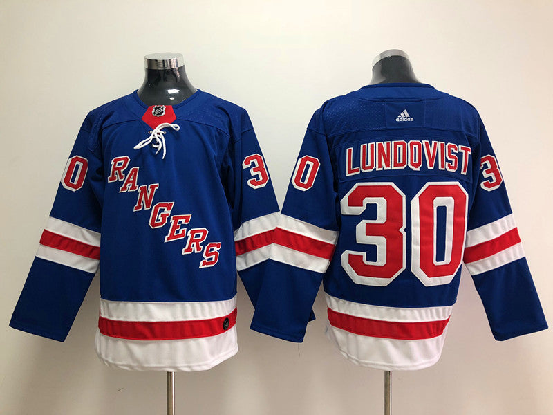 Men's New York Rangers Henrik Lundqvist #30 Blue Player Game Jerseys