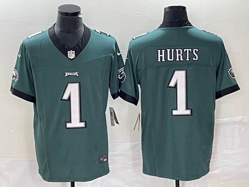 Men's Philadelphia Eagles Jalen Hurts #1 Midnight Green Player Jerseys