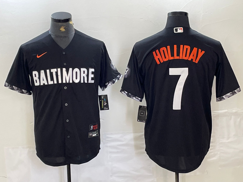 Men's Baltimore Orioles Jackson Holliday #7 Black City Connect Replica Player Jerseys