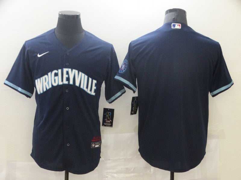 Men's Chicago Cubs Navy City Connect Replica Blank Jerseys