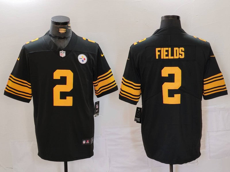 Men's Pittsburgh Steelers Justin Fields #2 Black Game Jerseys