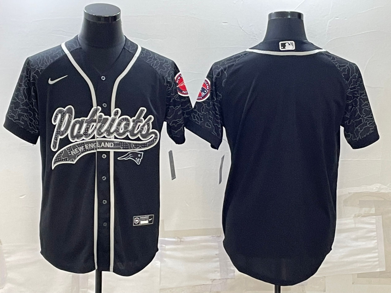 Men's New England Patriots Black RFLCTV Limited Blank Jerseys