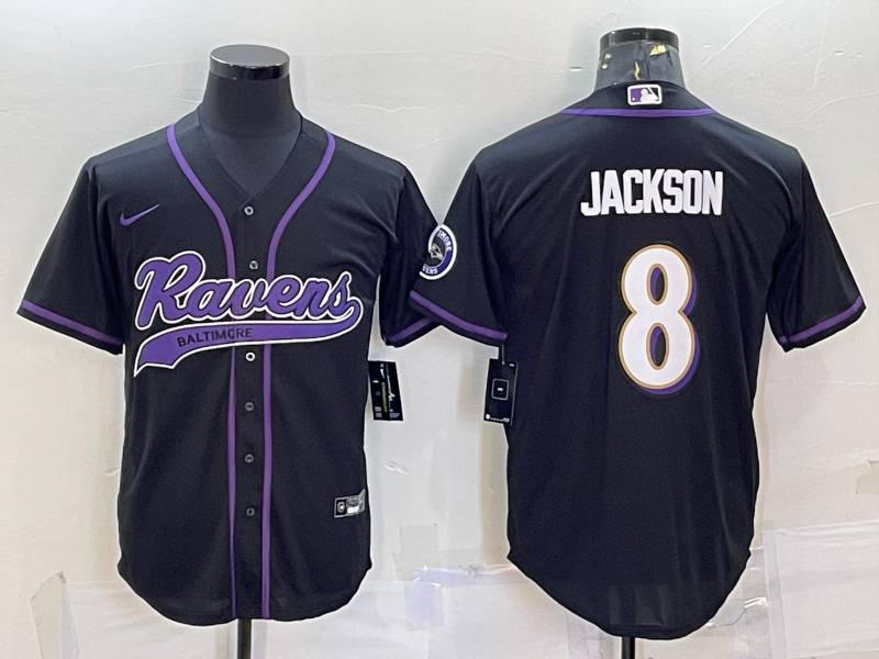 Men's Baltimore Ravens Lamar Jackson #8 Black Game Jerseys Joint Edition