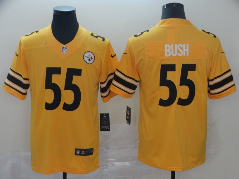 Men's Pittsburgh Steelers Devon Bush Jr. #55 Gold Inverted Team Game Jerseys