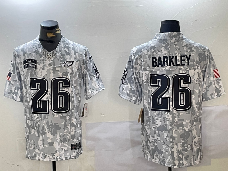 Men's Philadelphia Eagles Saquon Barkley #26 Arctic Camo 2024 Salute to Service Limited Jerseys