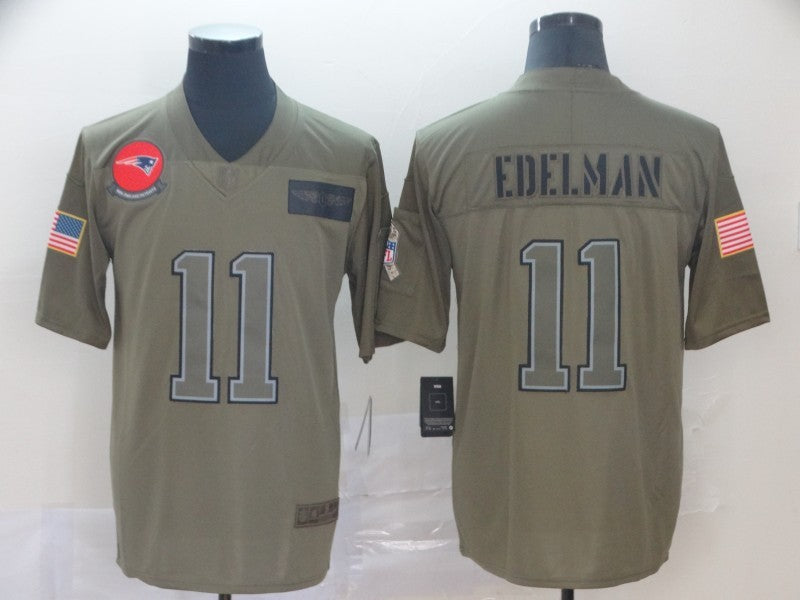Men's New England Patriots Julian Edelman #11 Brown Game Jerseys