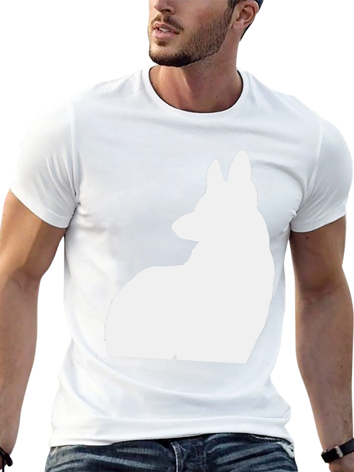 Dog Silhouette Graphic Tee - Casual Black T-Shirt