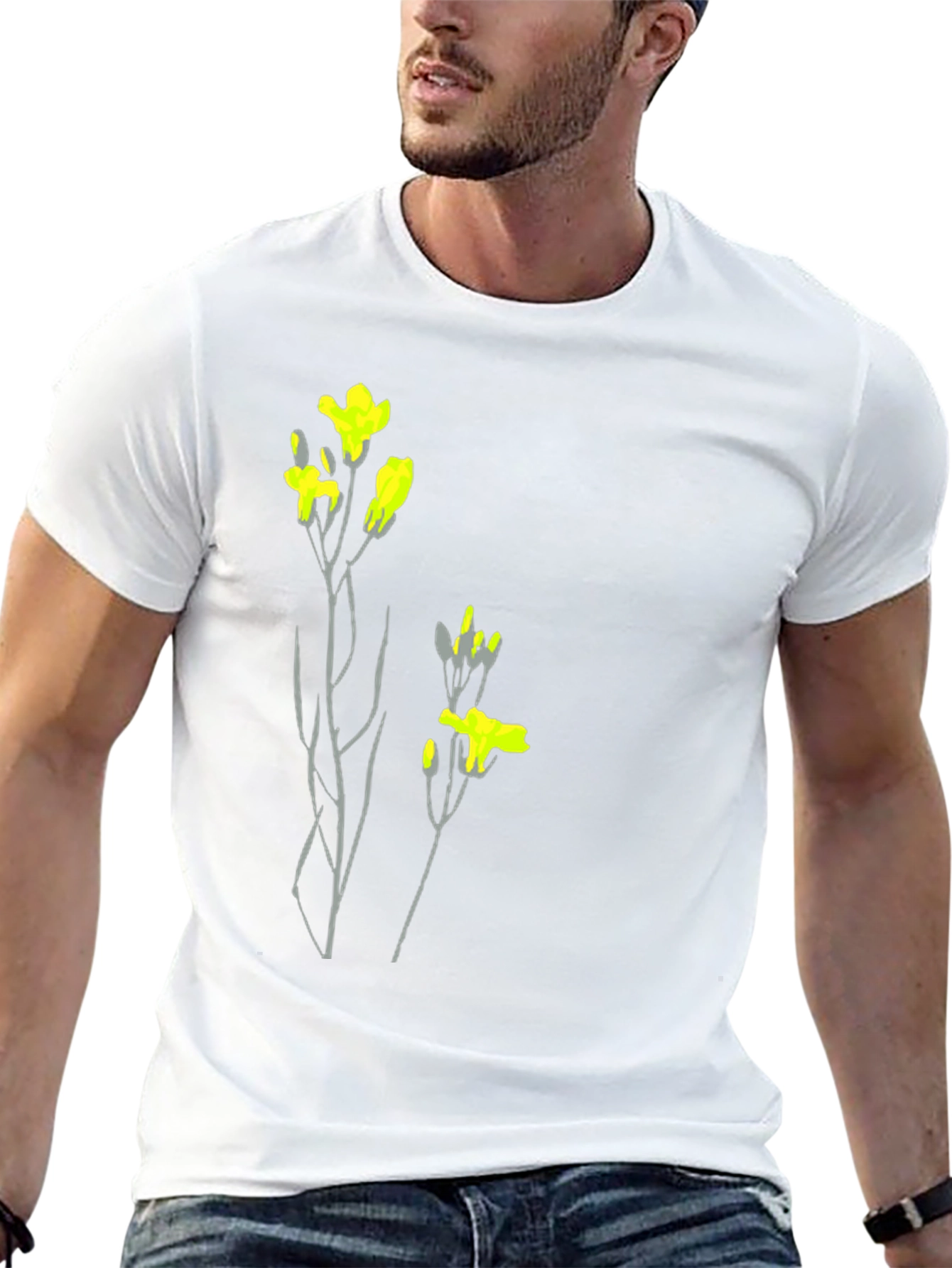 Black Tee with Floral Graphic