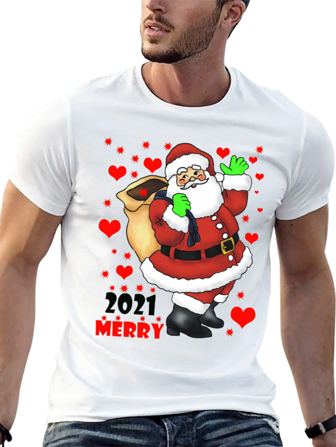 Merry Christmas 2021 Santa Graphic Tee