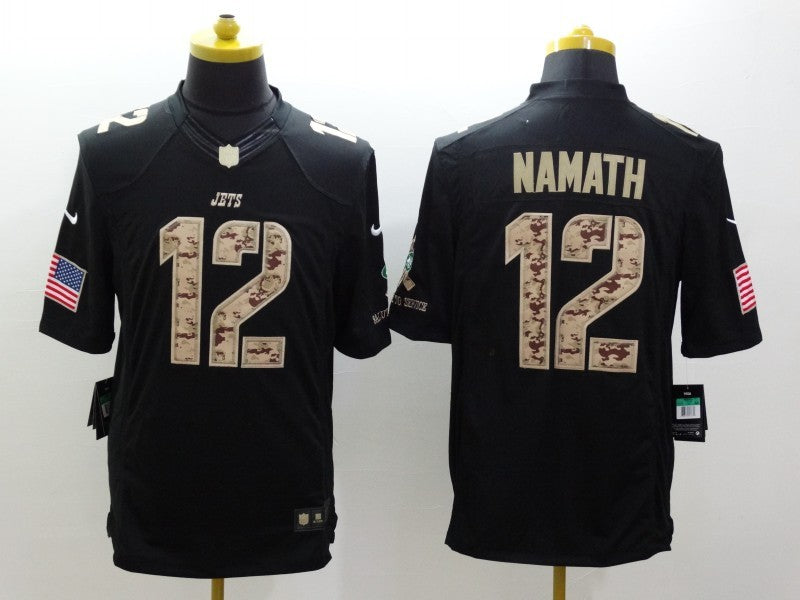 Men's New York Jets Joe Namath #12 Black Player Game Jerseys