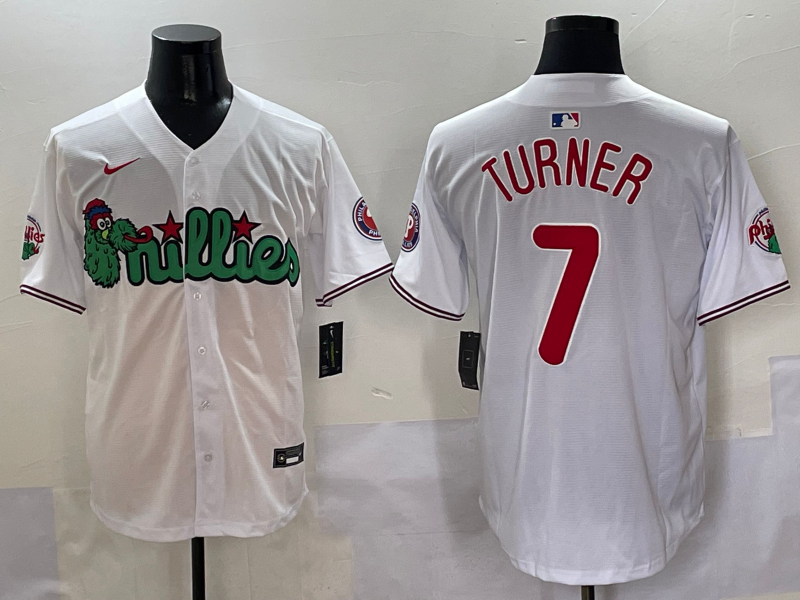 Men's Philadelphia Phillies Trea Turner #7 White Game Jerseys