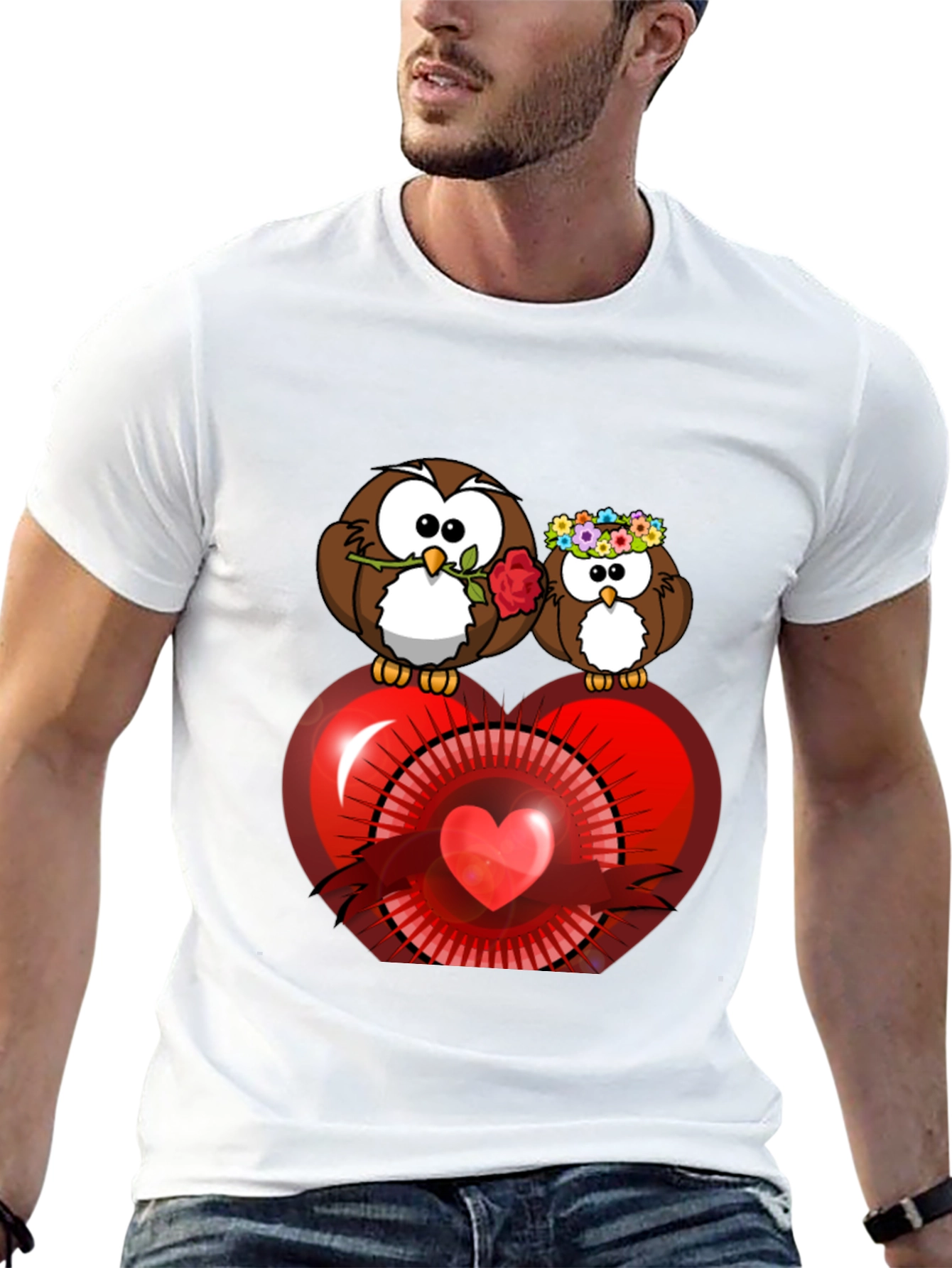 Owl Love Heart Graphic T-Shirt