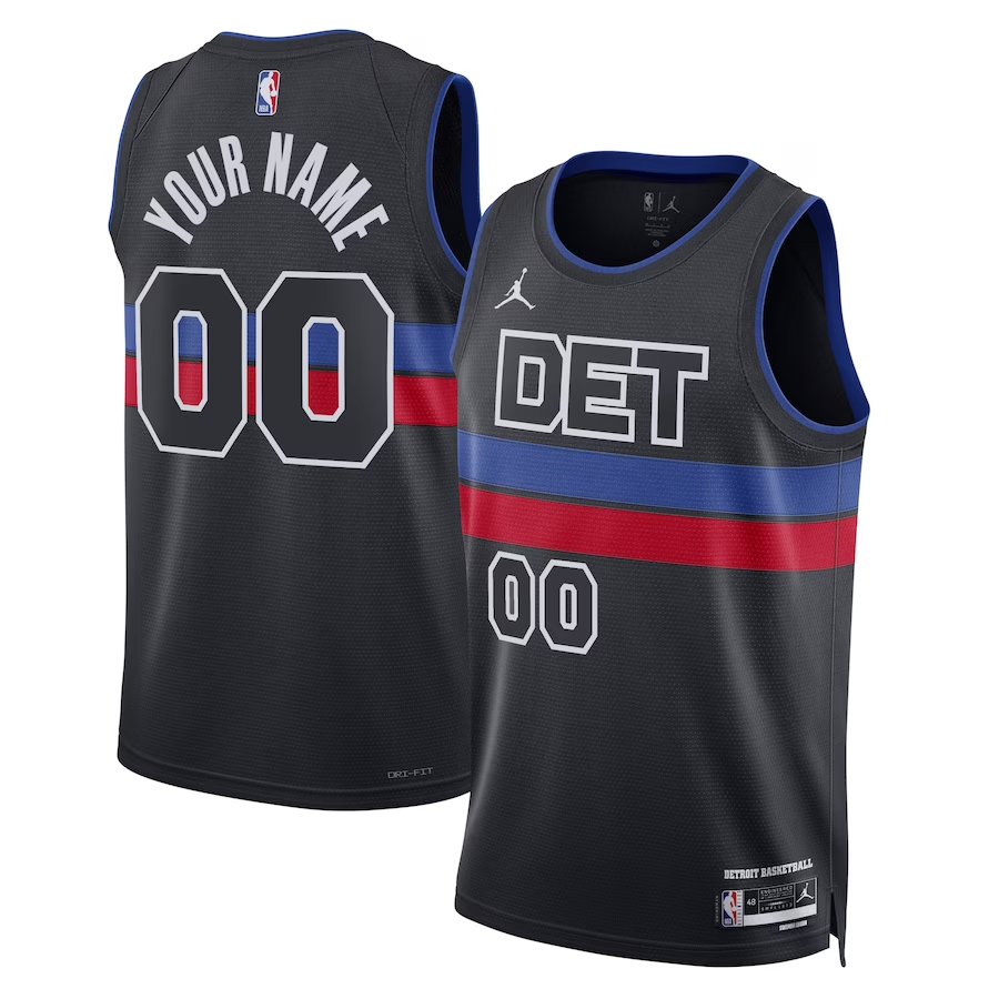 Men's Detroit Pistons Black 2022/23 Swingman Custom Jerseys - Statement Edition
