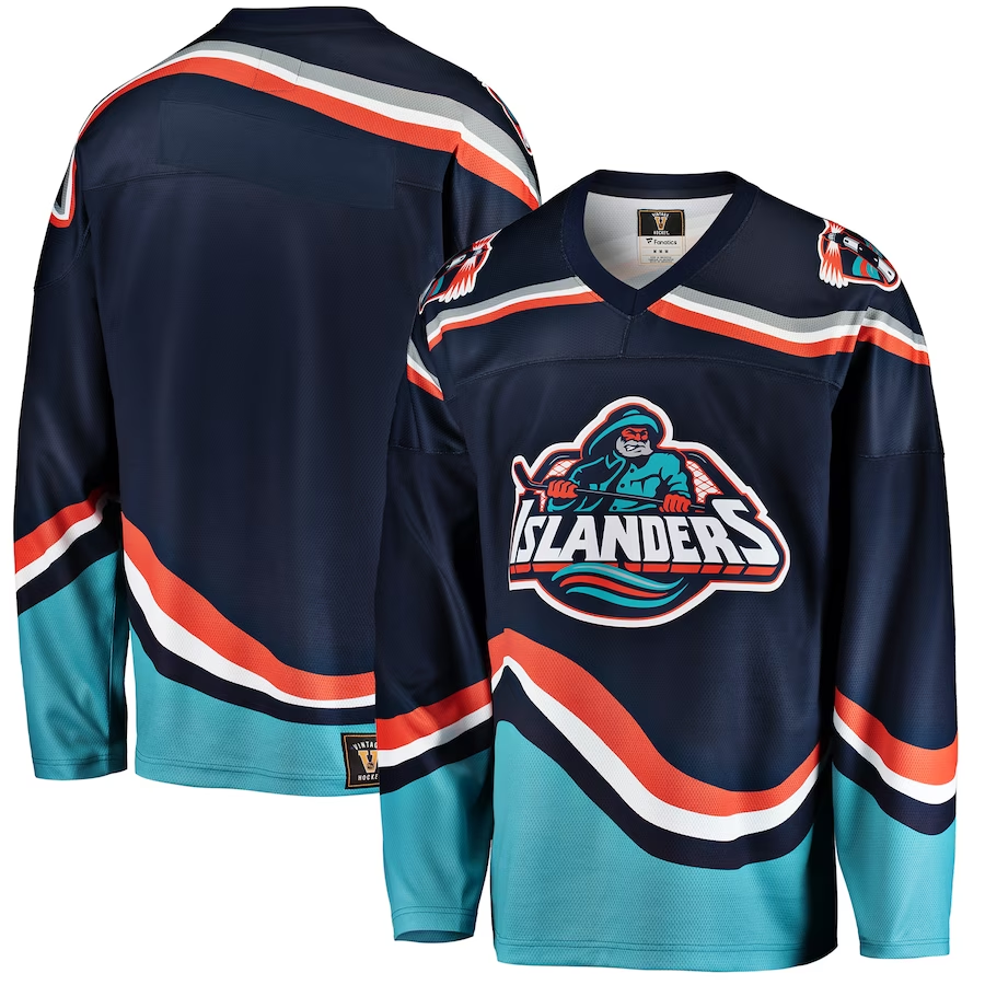 Men's New York Islanders Navy Premier Breakaway Heritage Blank Jerseys