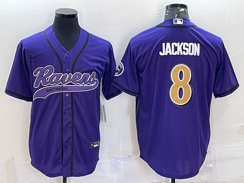 Men's Baltimore Ravens Lamar Jackson #8 Purple Player Jerseys Joint Edition