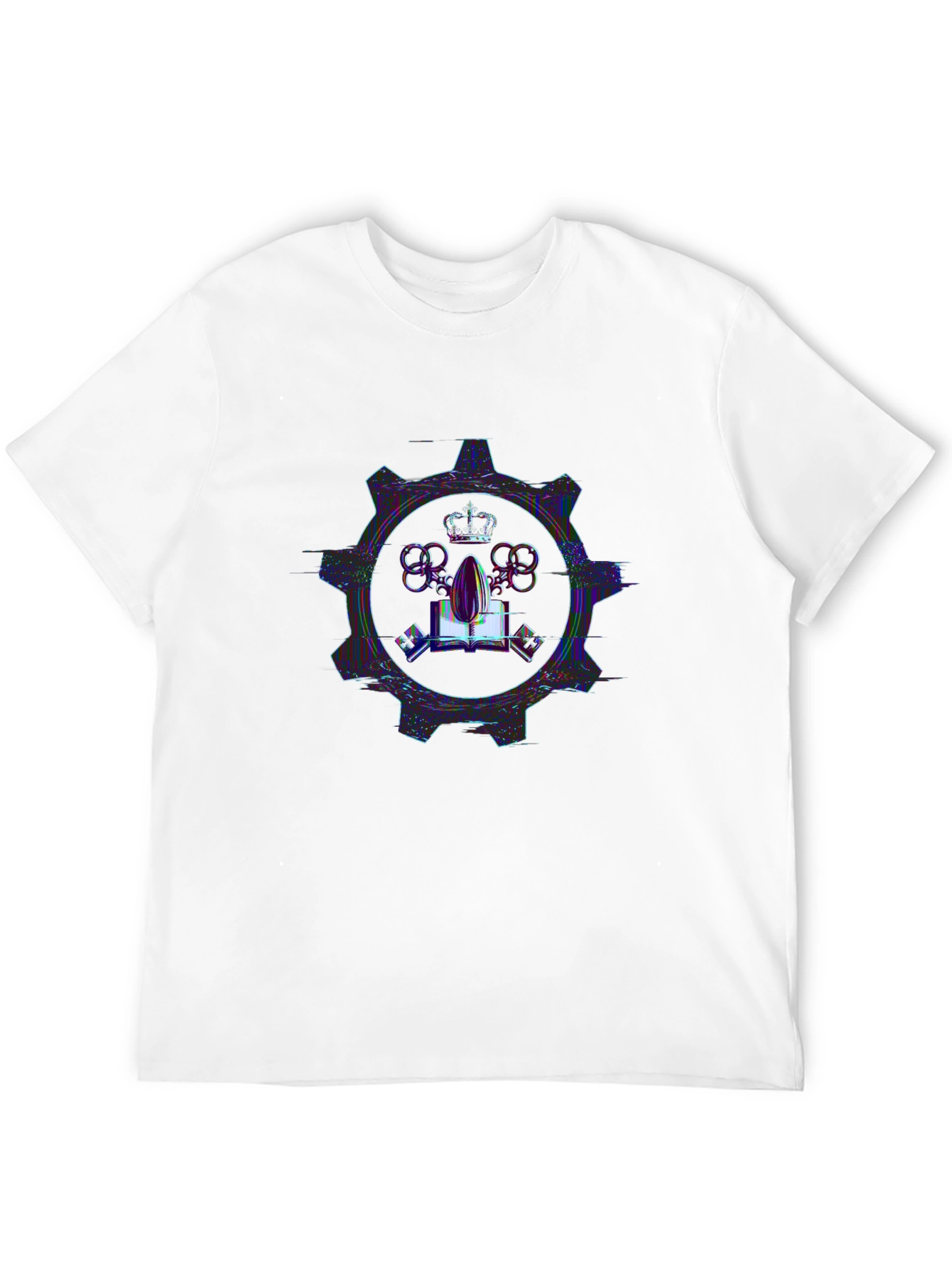 Steampunk Style Crown & Gear Graphic T-Shirt