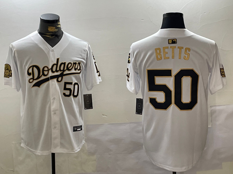 Men's Los Angeles Dodgers Mookie Betts White Game Player Jerseys