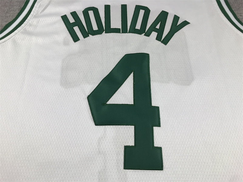 Men's Boston Celtics Jrue Holiday #4 White Swingman Jerseys - Association Edition