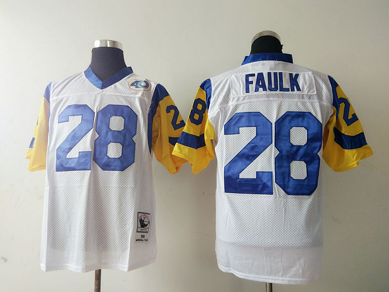 Men's San Louis Rams Marshall Faulk Mitchell & Ness White Legacy Replica Jerseys