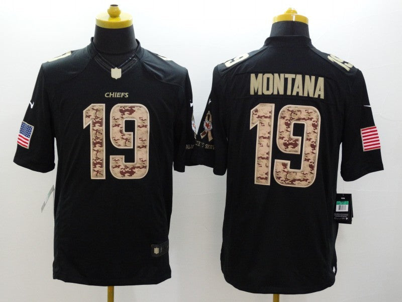 Men's Kansas City Chiefs Joe Montana #19 Black Game Player Jerseys