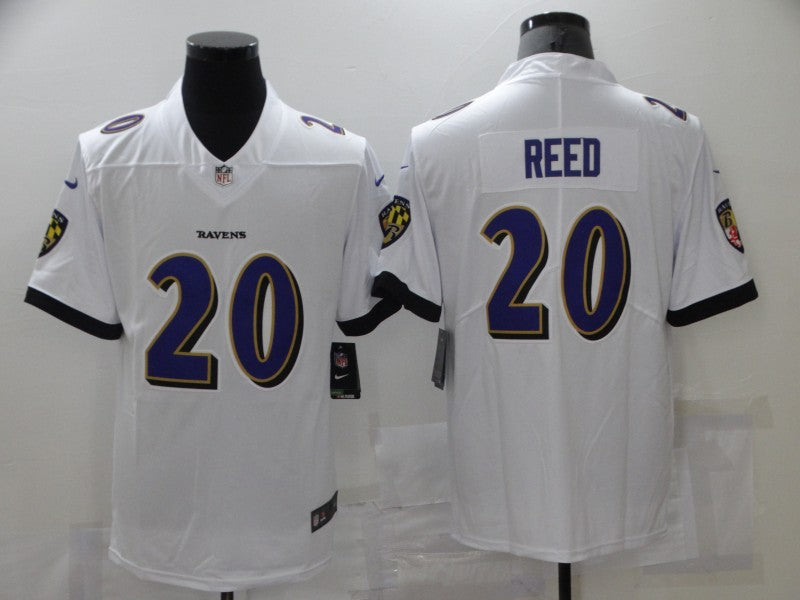 Men's Baltimore Ravens Ed Reed #20 White Game Jerseys