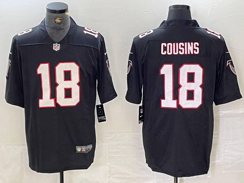 Men's Atlanta Falcons Kirk Cousins #18 Black Game Jerseys