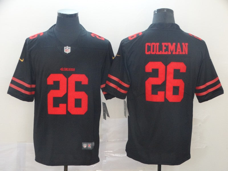 Men's San Francisco 49ers Tevin Coleman #26 Black Game Jerseys