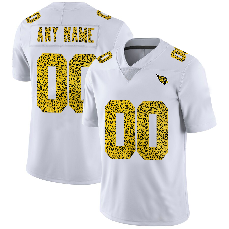 Custom1 Arizona Cardinals Jerseys White Limited Vapor White Leopard Print Fashion Jerseys