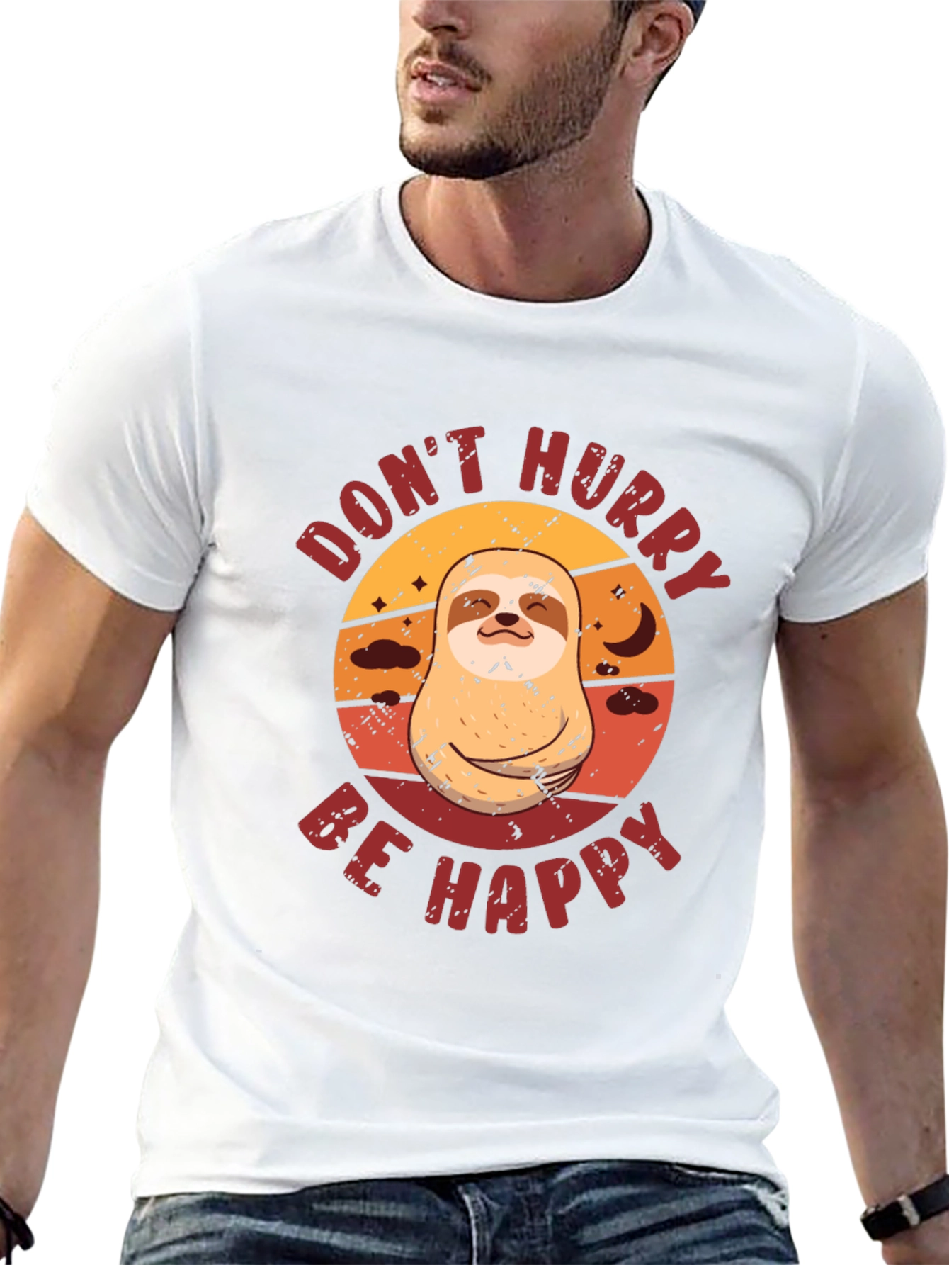 Dont Hurry Be Happy Sloth Graphic Tee