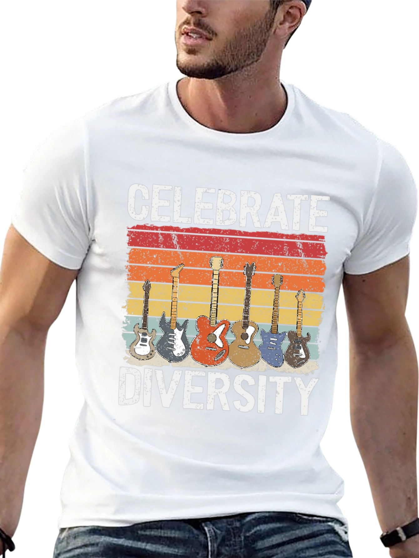 Celebrate Diversity Guitar Graphic T-Shirt