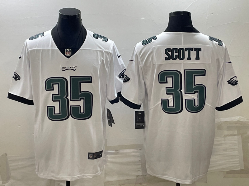 Men's Philadelphia Eagles Boston Scott #35 White Game Jerseys