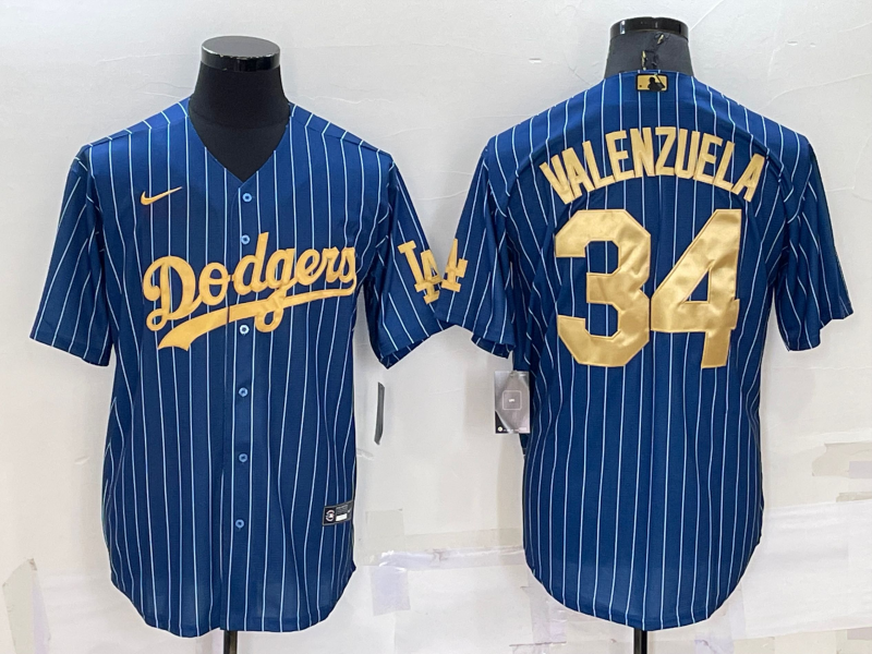 Men's Los Angeles Dodgers Fernando Valenzuela #34 Blue Replica Game Jerseys