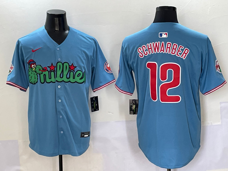 Men's Philadelphia Phillies Kyle Schwarber #12 Blue Player Jerseys