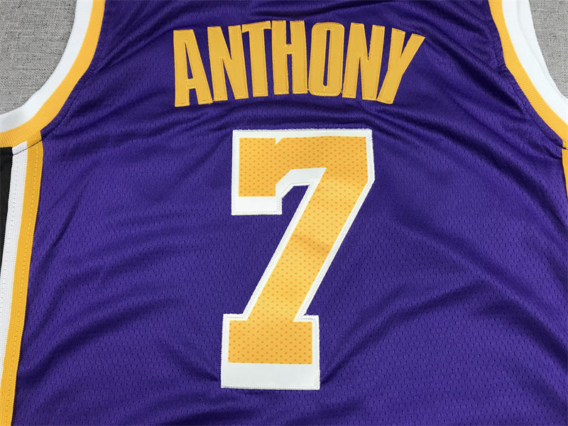 Men's Los Angeles Lakers Carmelo Anthony #7 Purple Fast Break Replica Jerseys