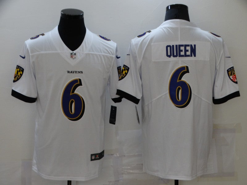 Men's Baltimore Ravens Patrick Queen #6 White Game Jerseys